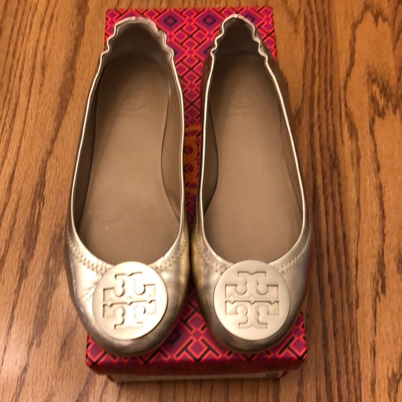 Tory Burch Shoes - Tory Burch Gold Minnie Ballet Flats sz. 6  - gold